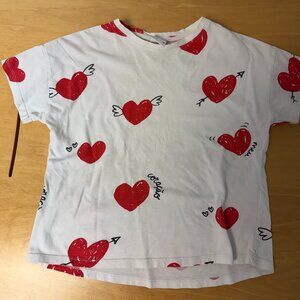 Zara Kids Girls Love Heart T-Shirt Size 8 In Good Shape